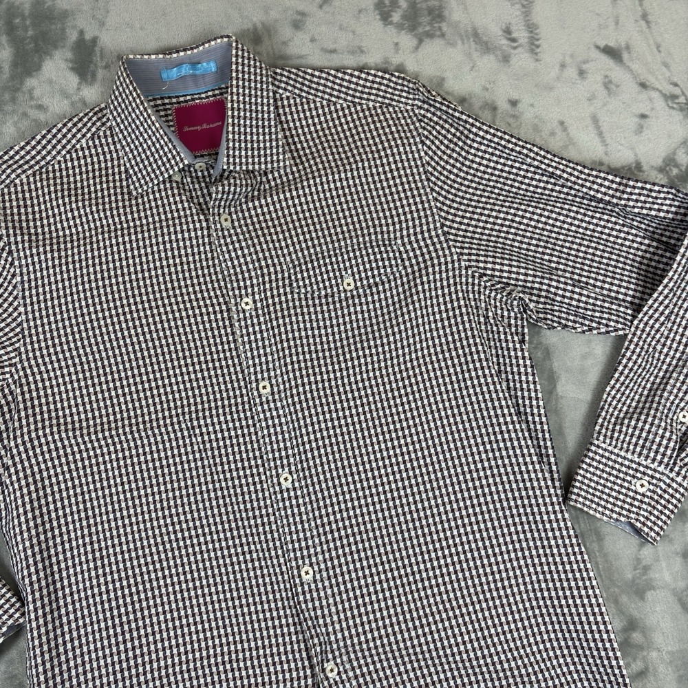 Tommy Bahama Button Down Shirt Houndstooth Mens Medium